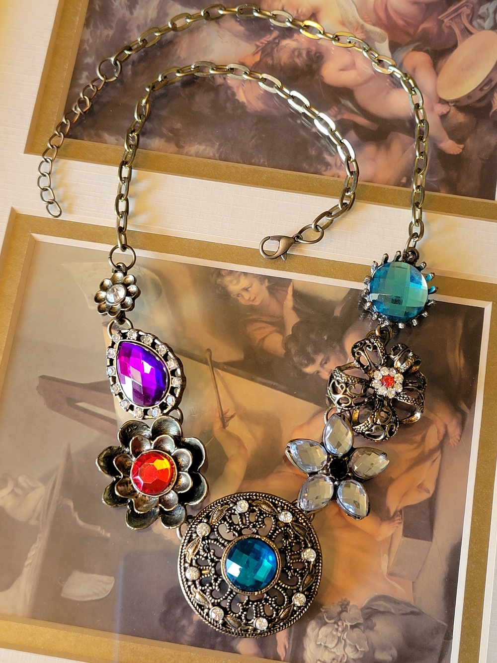 Statement Floral Multi-Color Pendant Necklace - Women Jewelry
